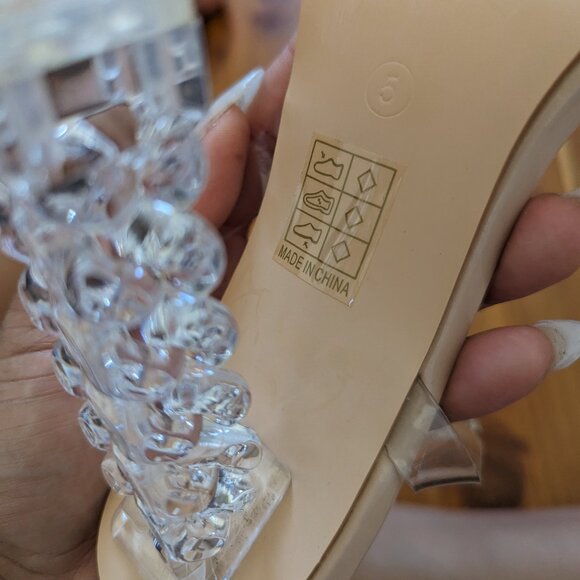 Public Desire Clear Beige Strap Up Ankle Heel (New!) - Picture 4 of 4